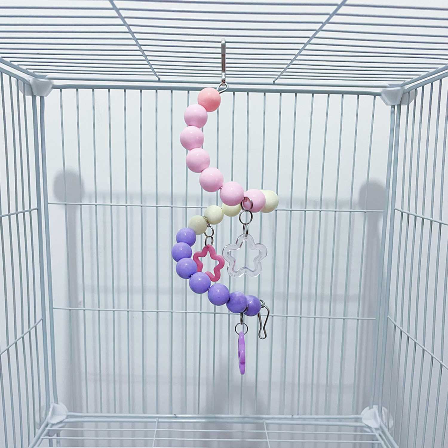 vogel speelbrug spiraalvormige kralen hanger met stervormige speeltjes